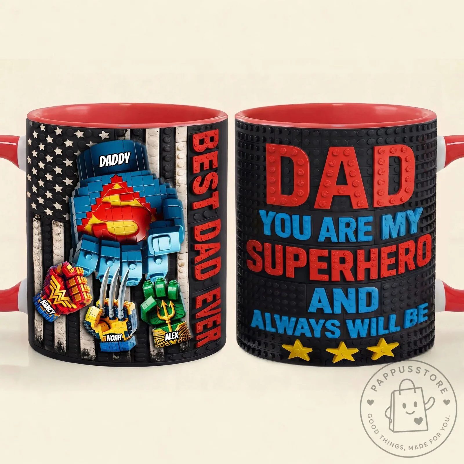 Personalized Dad You Are Our Superhero Lego Block Style Accent Mug 9 Personalized Dad You Are Our Superhero Lego Block Style Accent Mug