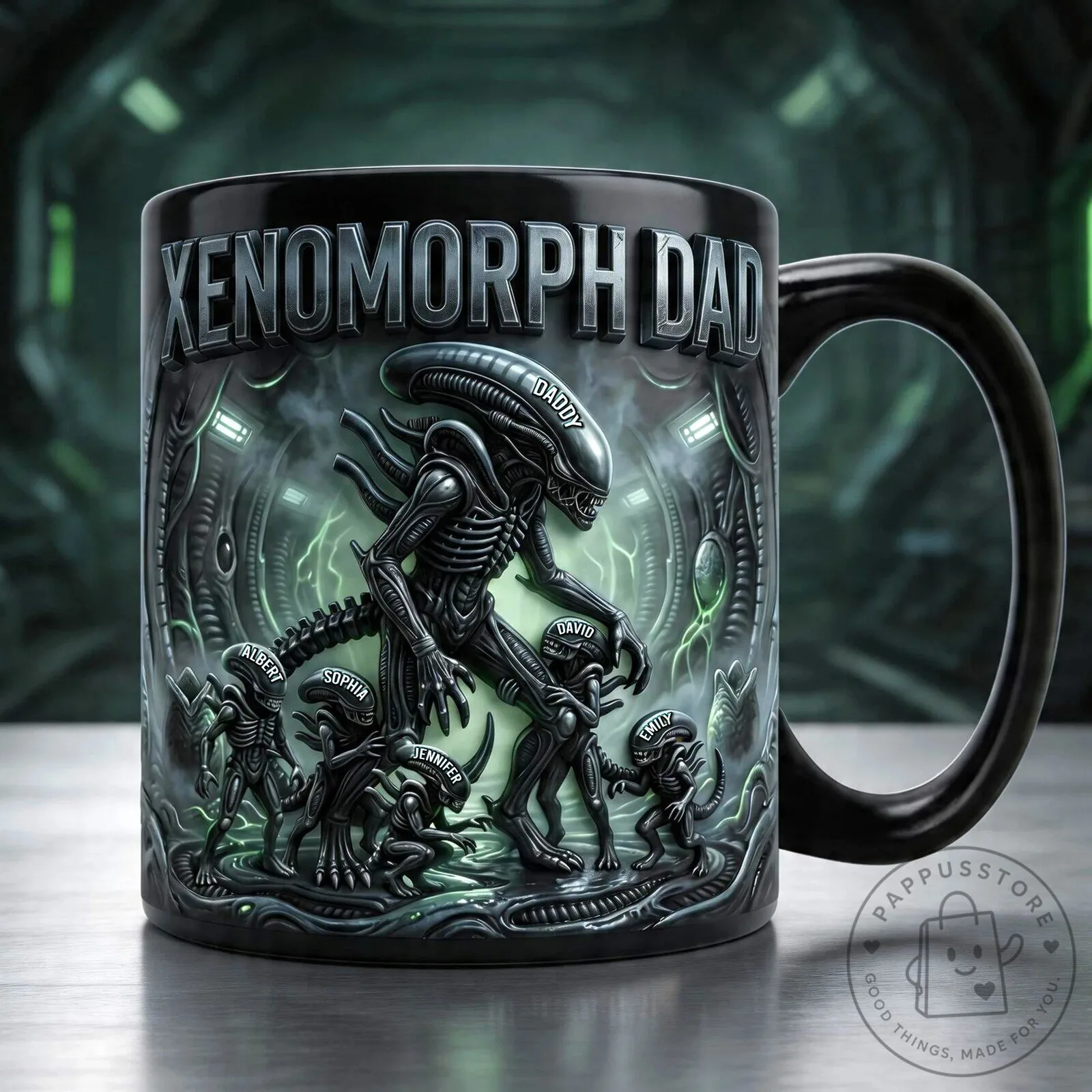 Xenomorph Dad Personalized Coffee Mug, Alien Horror Movie Fan Gift