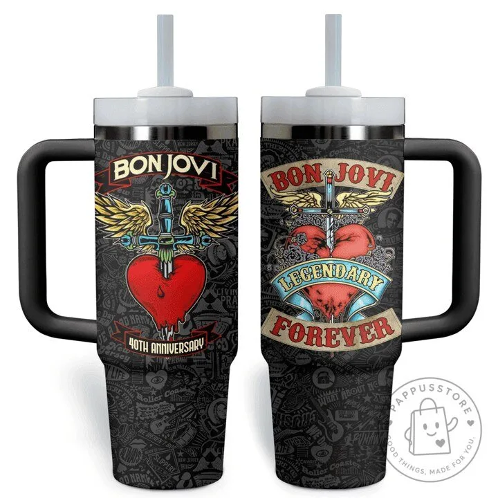 Bon Jovi Legendary Forever 40th Anniversary Tumbler with Handle