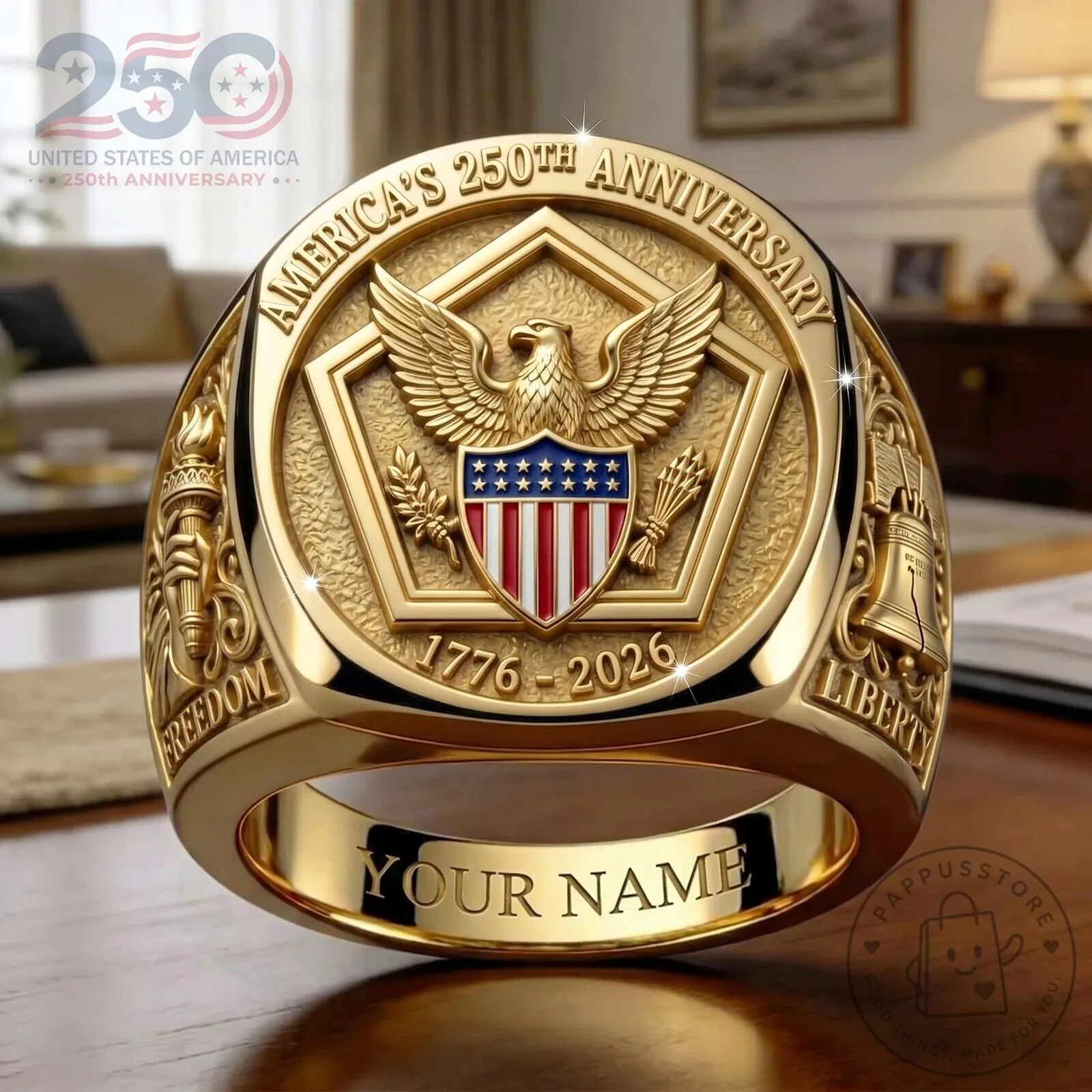 America's 250th Anniversary Commemorative Golden Eagle Ring