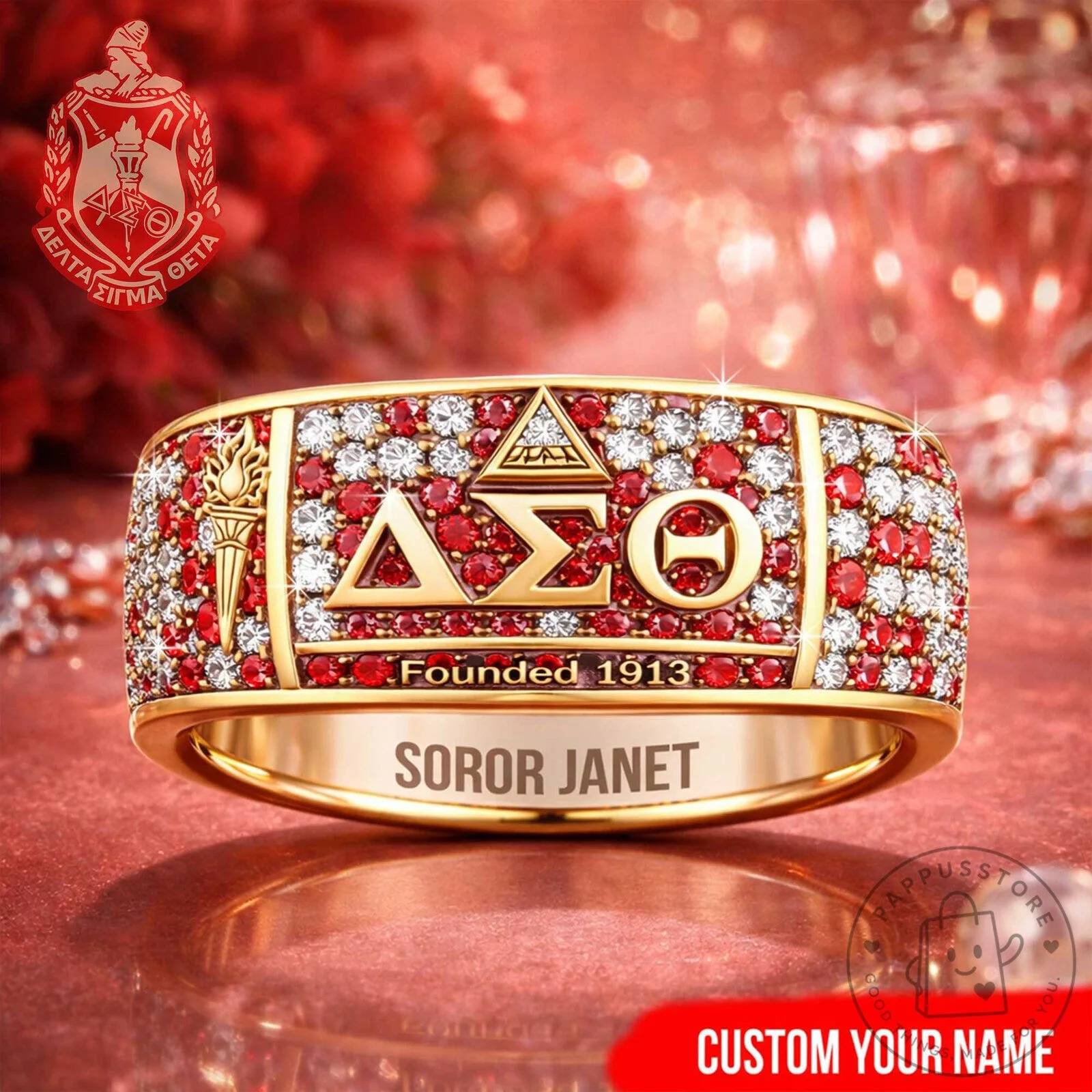 Delta Sigma Theta Sorority Founded 1913 Personalized Gold Ring