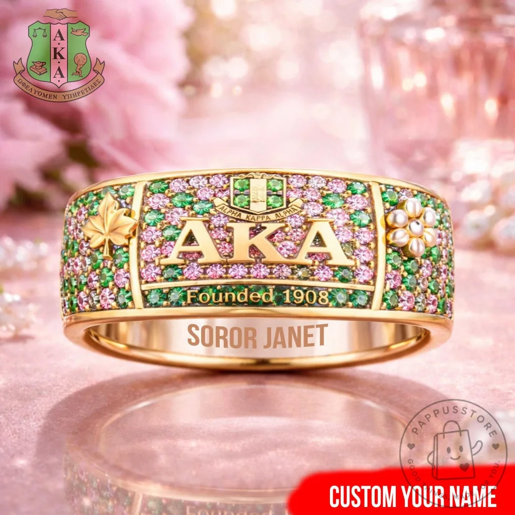Alpha Kappa Alpha Sorority Founded 1908 Personalized Gold Ring 4 Alpha Kappa Alpha Sorority Founded 1908 Personalized Gold Ring