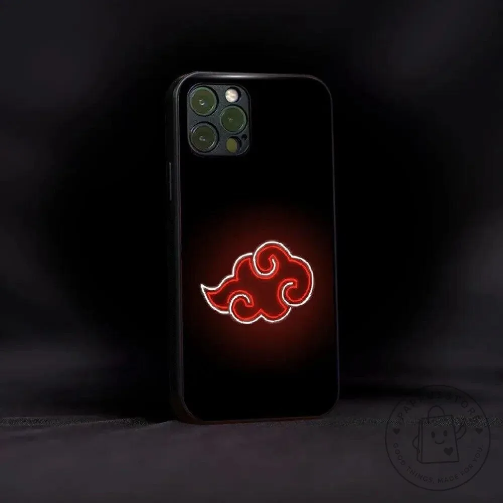 Akatsuki Red Cloud Symbol Neon Glow Black iPhone Case