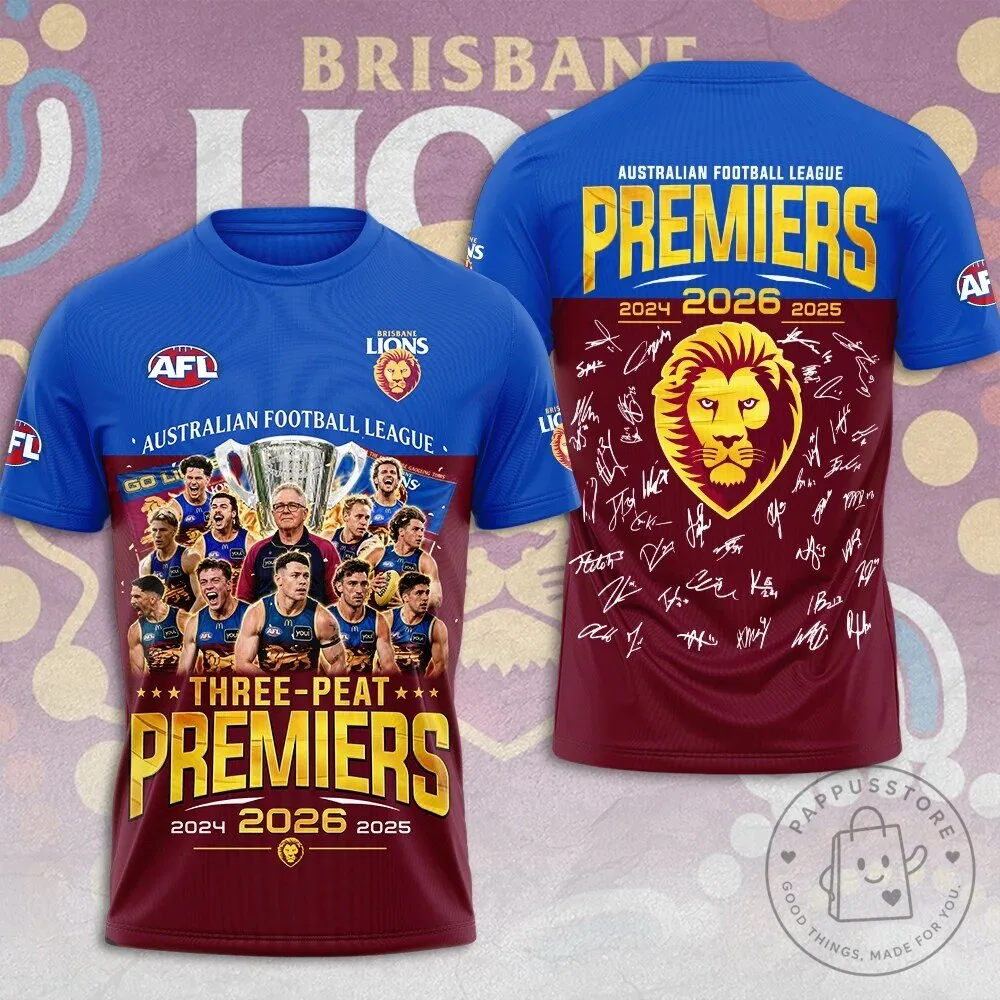 2026 Commemorative T-Shirt for Three-Peat Premiers of Brisbane Lions AFL 1 2026 Commemorative T-Shirt for Three-Peat Premiers of Brisbane Lions AFL
