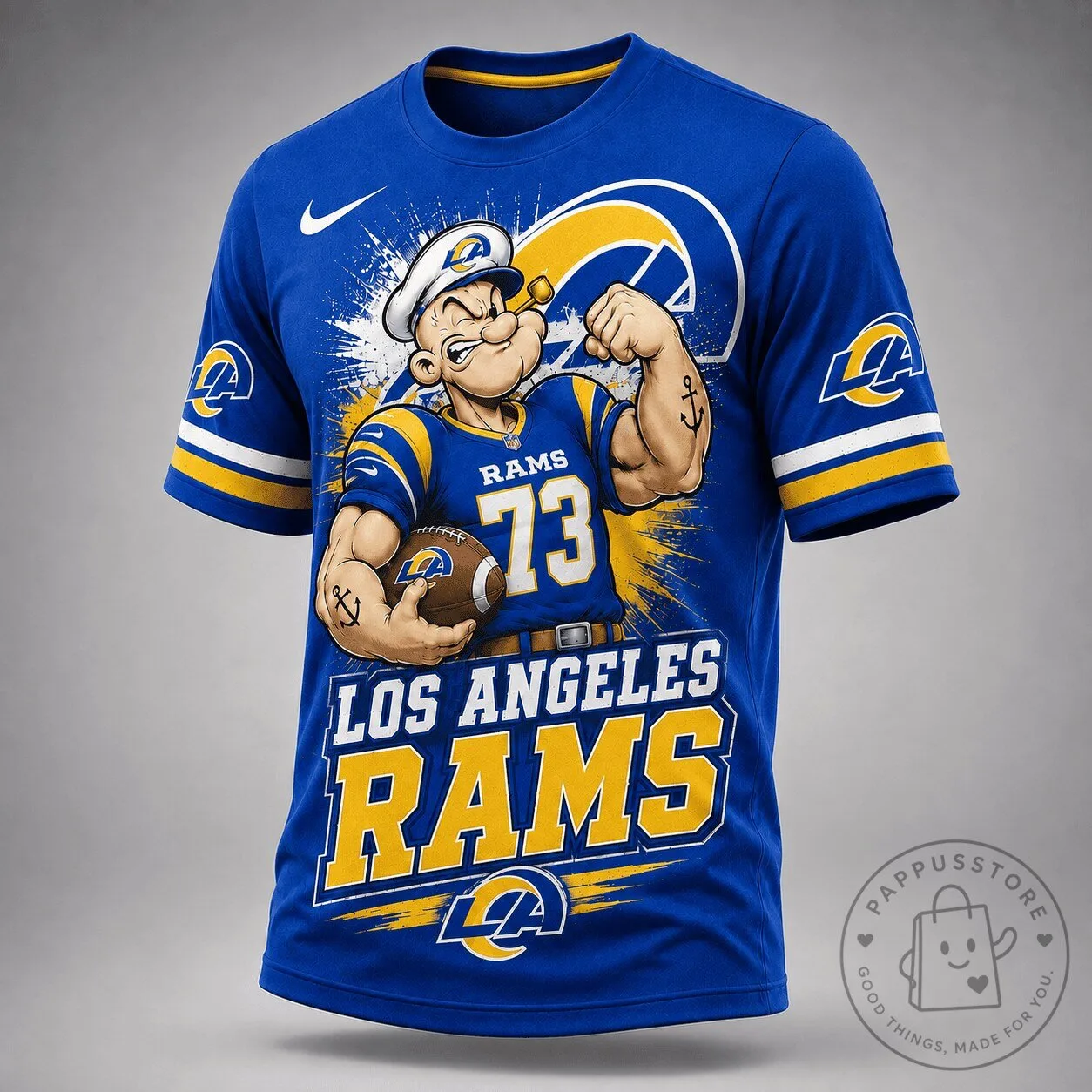 Los Angeles Rams Popeye The Sailor Man Football Team Fan T-Shirt