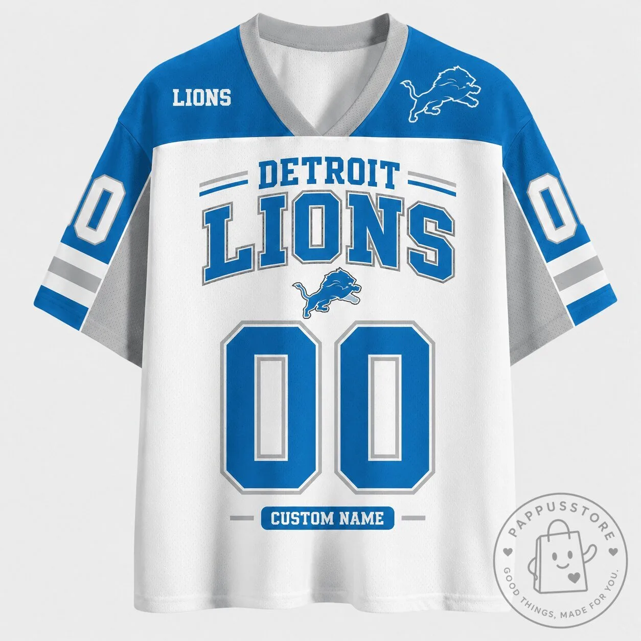 Custom Name and Number Fan Jersey for Detroit Lions NFL Football Team