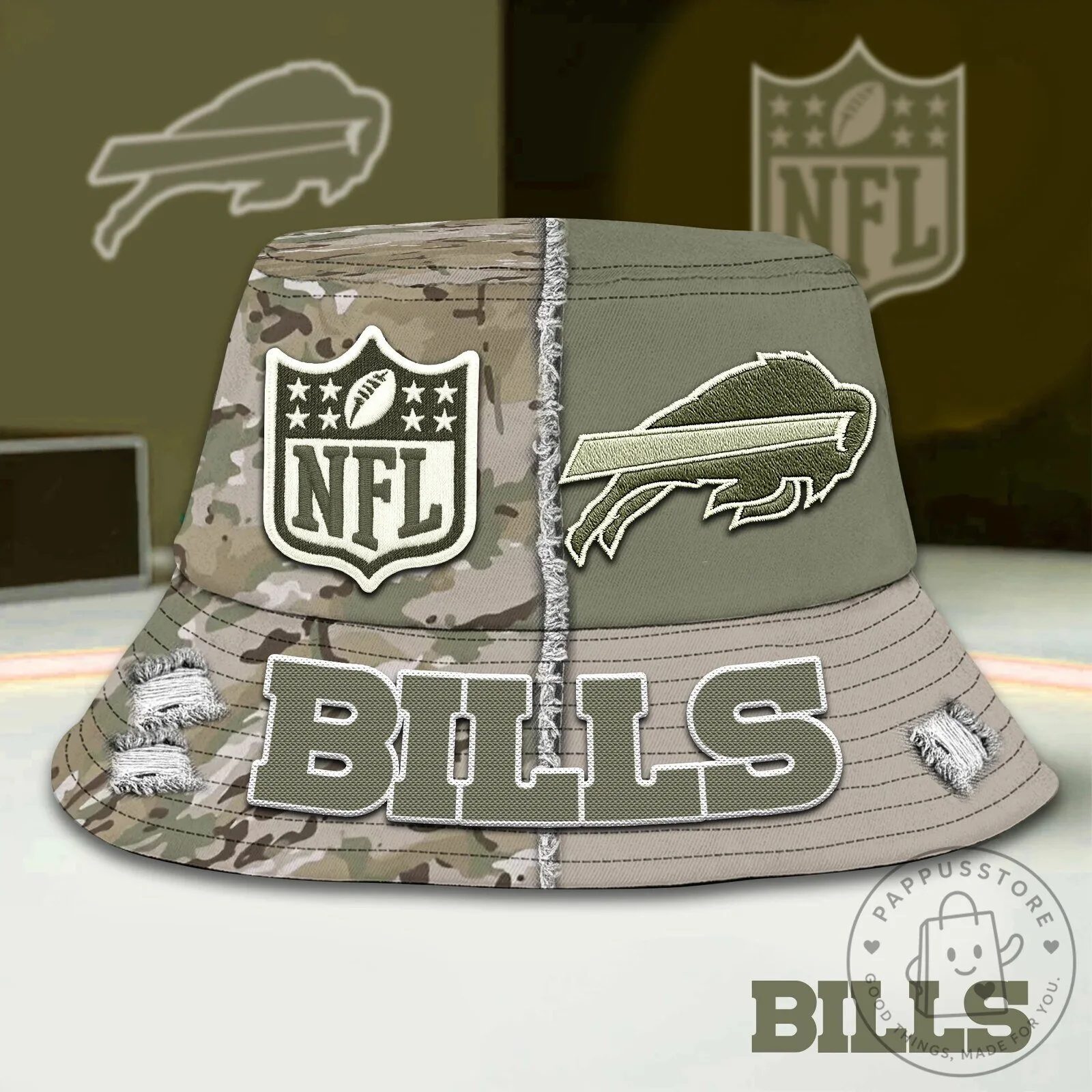 Buffalo Bills NFL Military Camouflage Bucket Hat