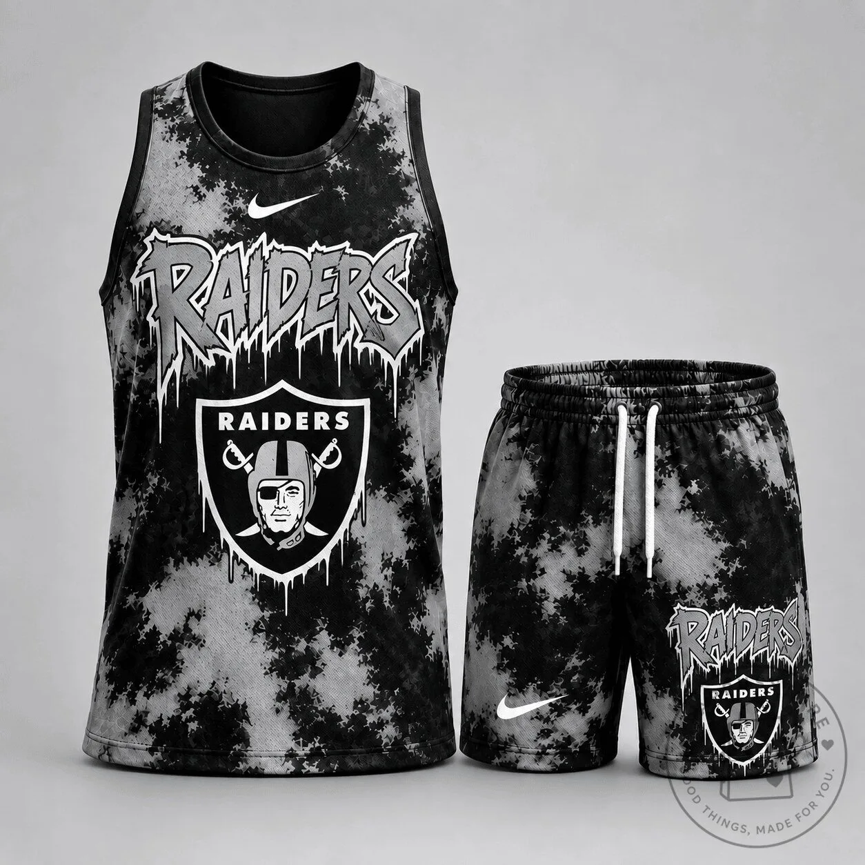 Las Vegas Raiders Black Urban Splash Dye Tank Top and Shorts Two-Piece Set