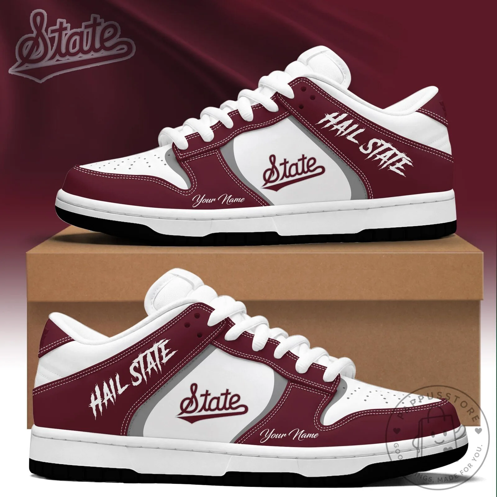Mississippi State Bulldogs Hail State Custom Name Low Top Shoes