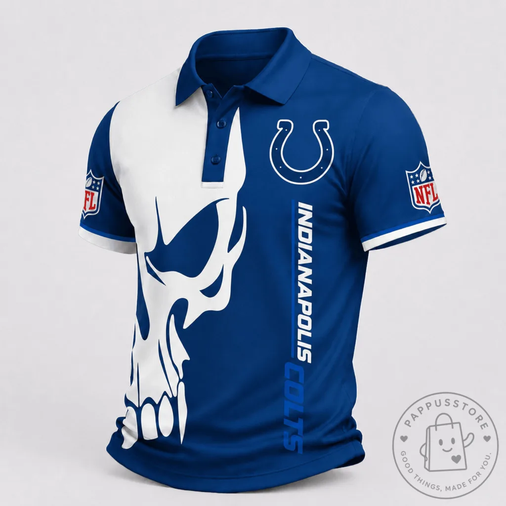 Indianapolis Colts Skull Game Day National Football League Polo Shirt Indianapolis Colts Skull Game Day National Football League Polo Shirt