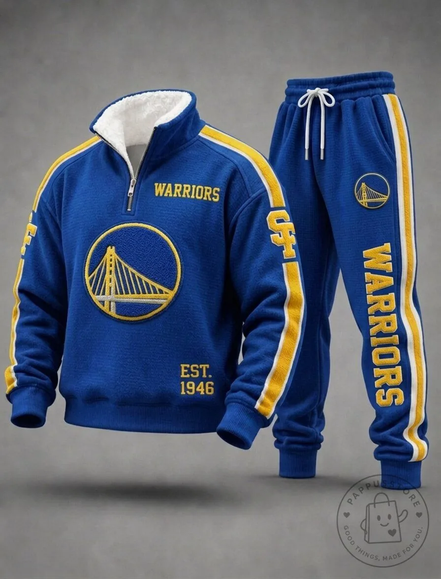 Golden State Warriors Blue Fleece Half-Zip Sweatshirt Tracksuit
