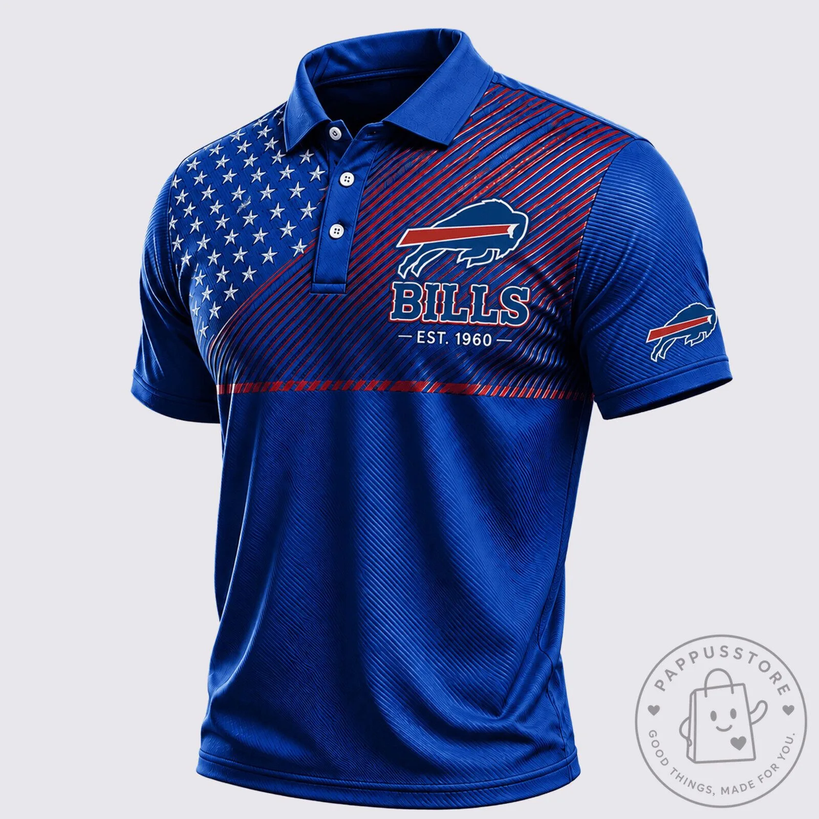 Buffalo Bills American Flag Stars and Stripes NFL Football Polo Shirt