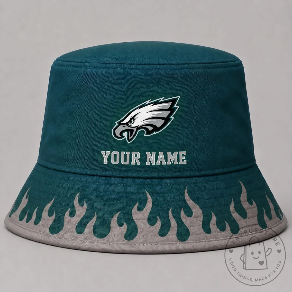 NFL Eagles Gear Personalized Flame Brim Bucket Hat Custom Name