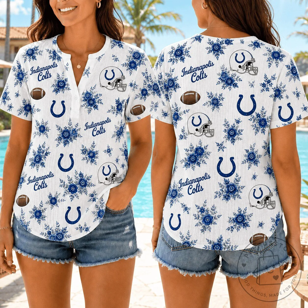 Indianapolis Colts NFL Football Floral Hawaiian Shirt for Women