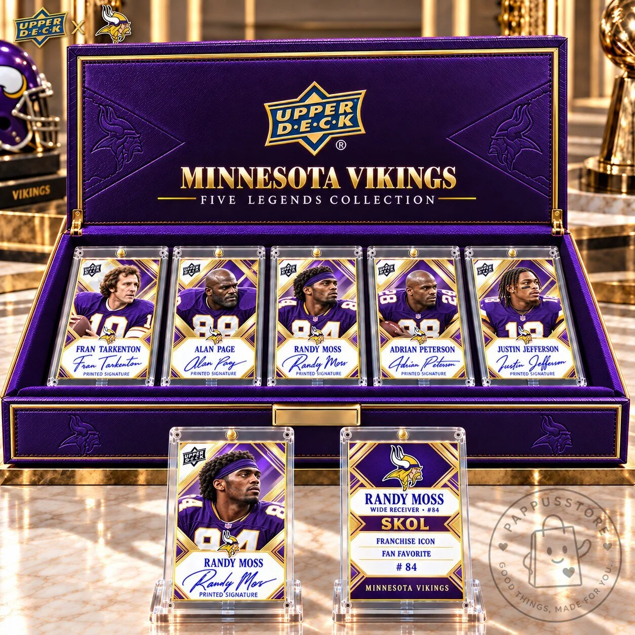 Minnesota Vikings Five Legends Collection Premium Trading Card Collector's Box Set