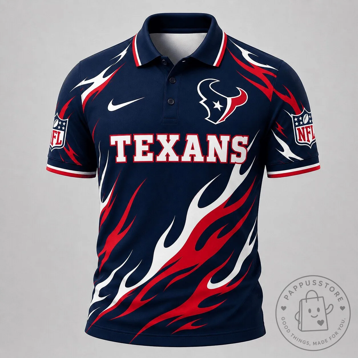 Houston Texans NFL Flame Pattern Performance Polo Shirt
