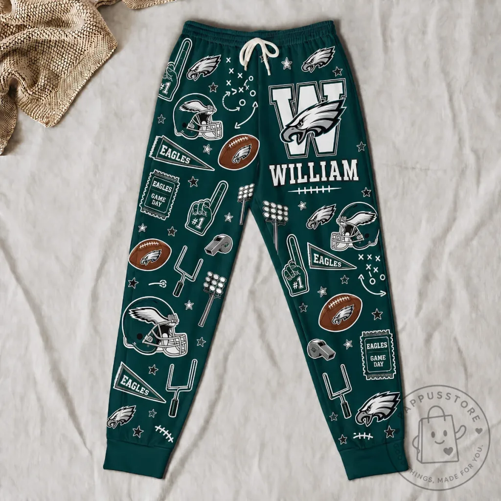 Personalized Philadelphia Eagles Fan Doodle Jogger Sweatpants with Custom Name Personalized Philadelphia Eagles Fan Doodle Jogger Sweatpants with Custom Name
