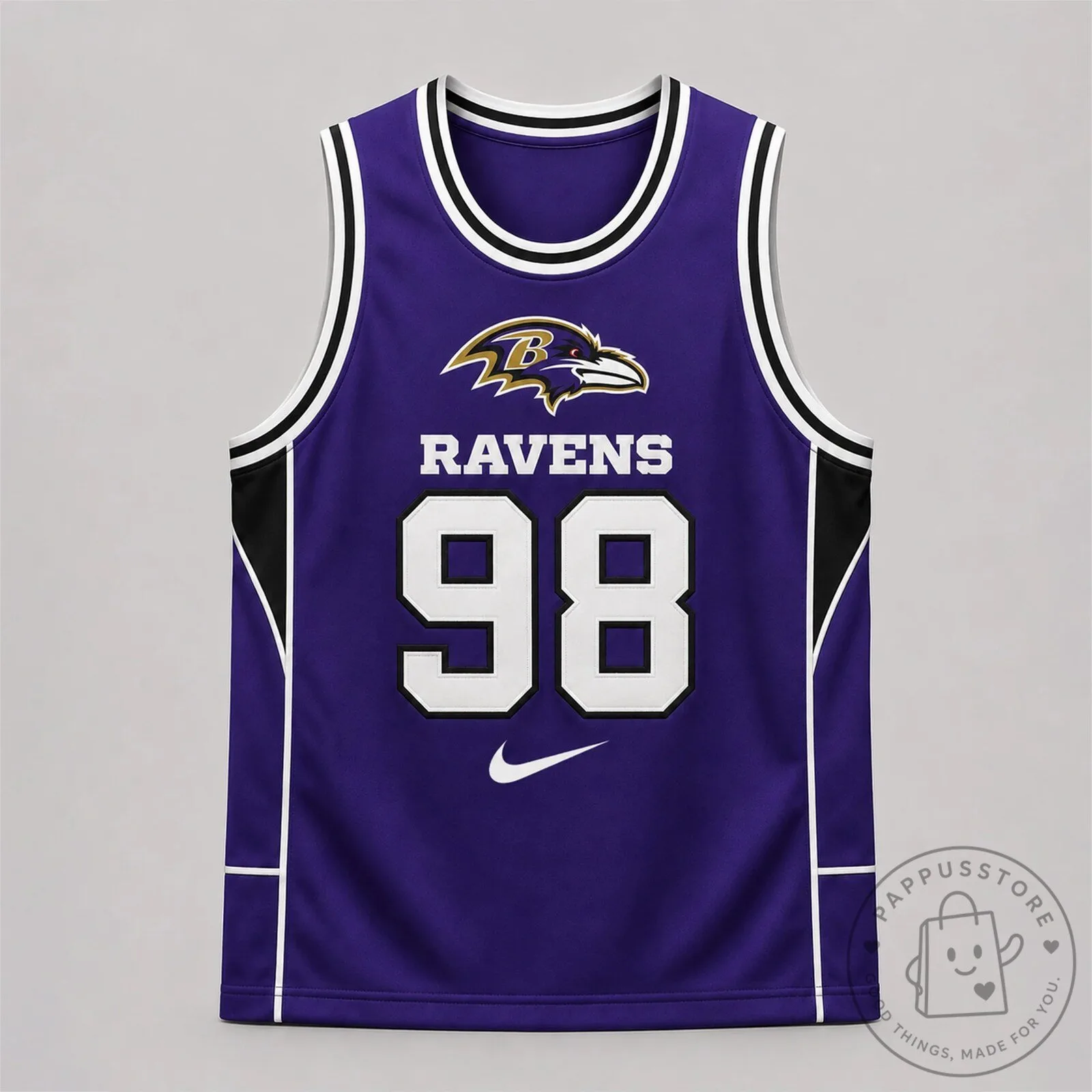 Baltimore Ravens Number 98 NFL Team Purple Basketball Jersey