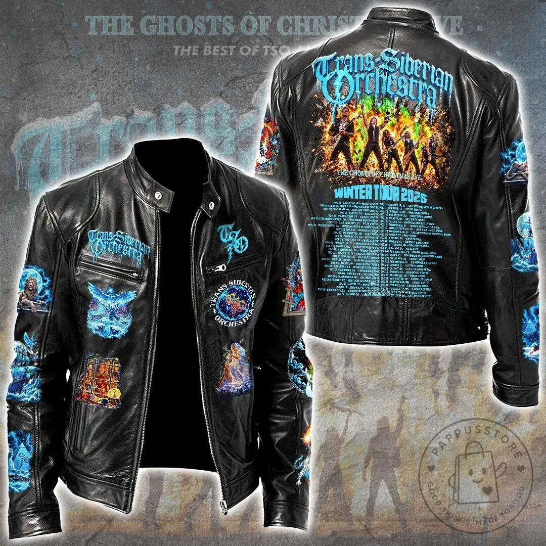 Trans-Siberian Orchestra Winter Tour 2025 Concert Art Black Leather Jacket