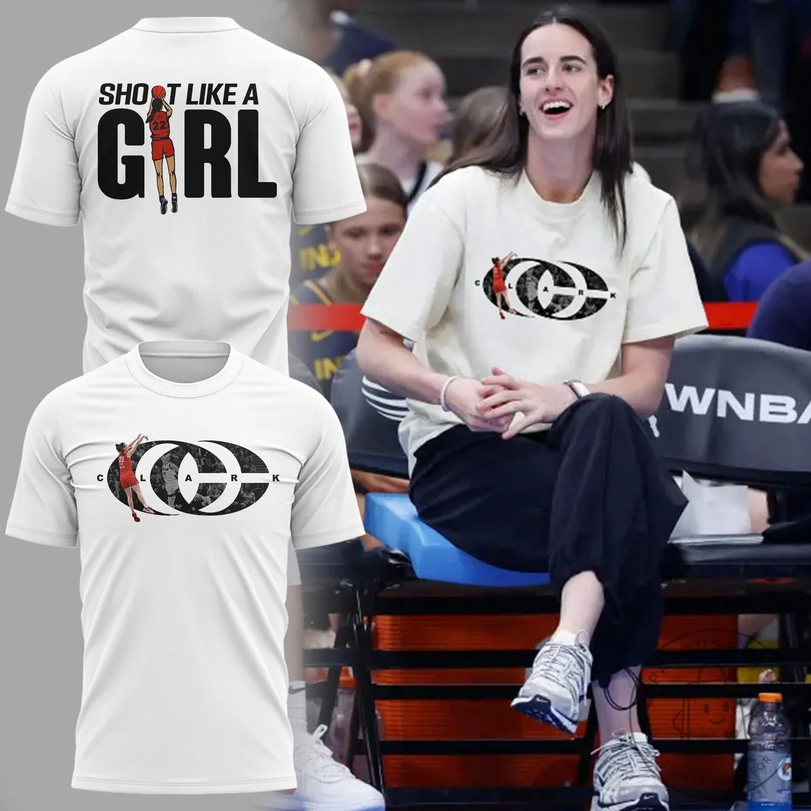 Caitlin Clark Shoot Like a Girl Basketball Player Fan T-Shirt