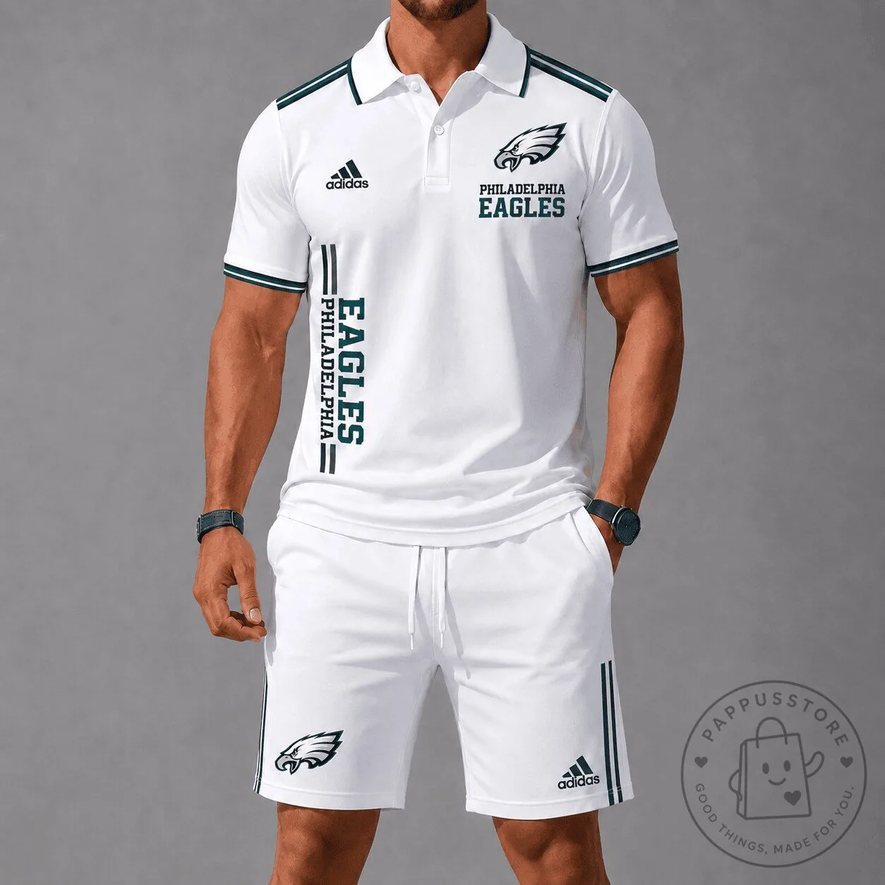 White Polo Shirt featuring Philadelphia Eagles NFL Team Design