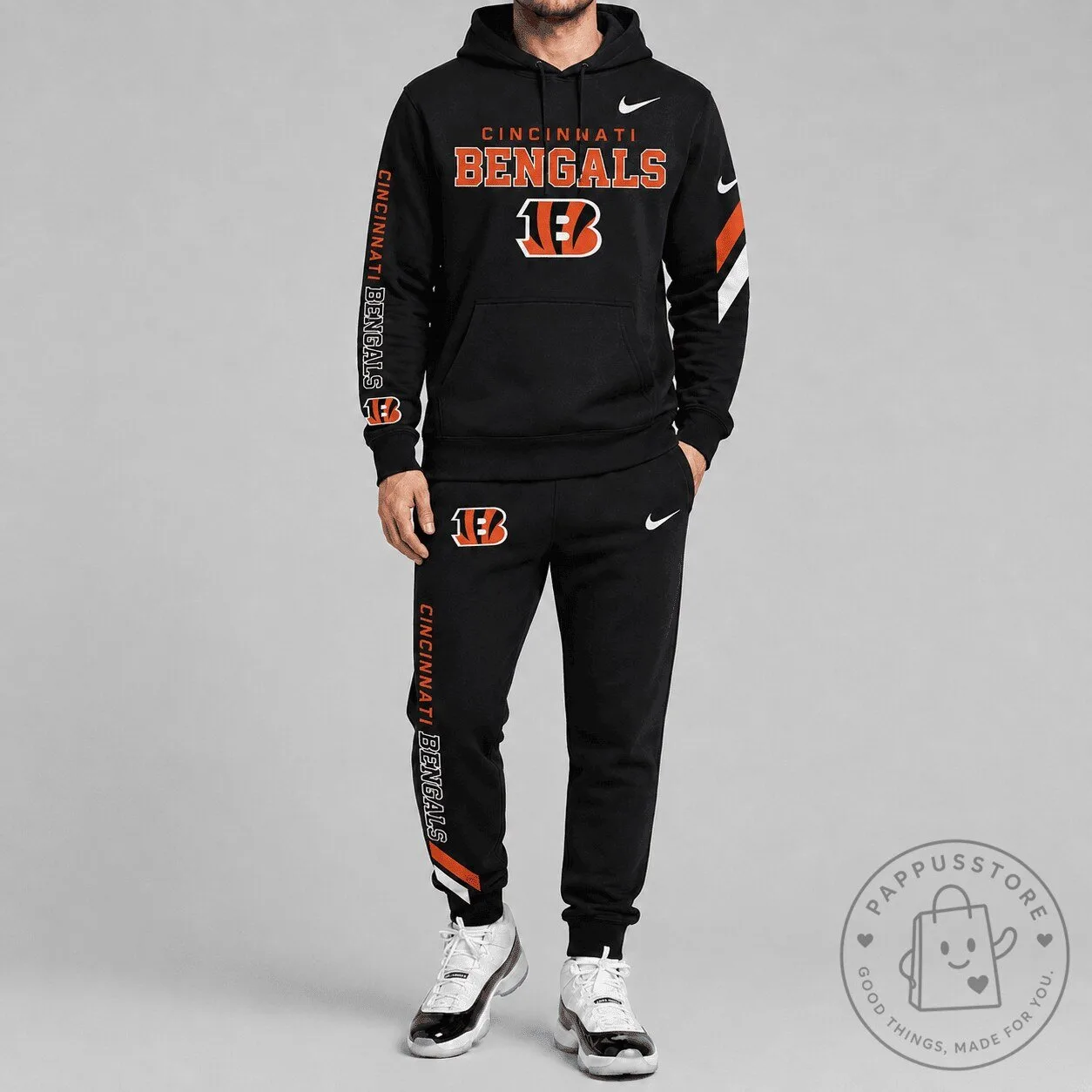 NFL Tracksuit Set in Black: Cincinnati Bengals Hoodie and Sweatpants