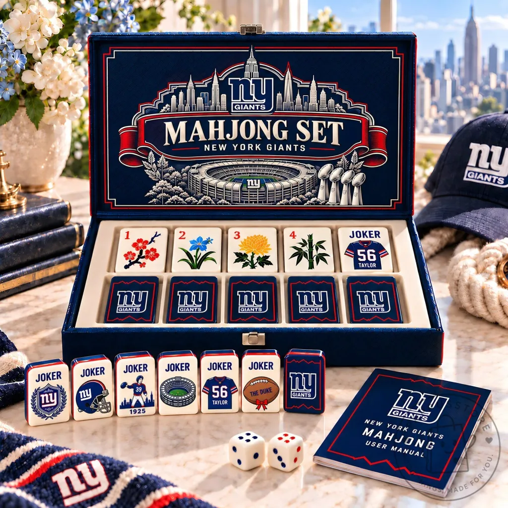 Mahjong Game Set featuring New York Giants Theme Mahjong Game Set featuring New York Giants Theme