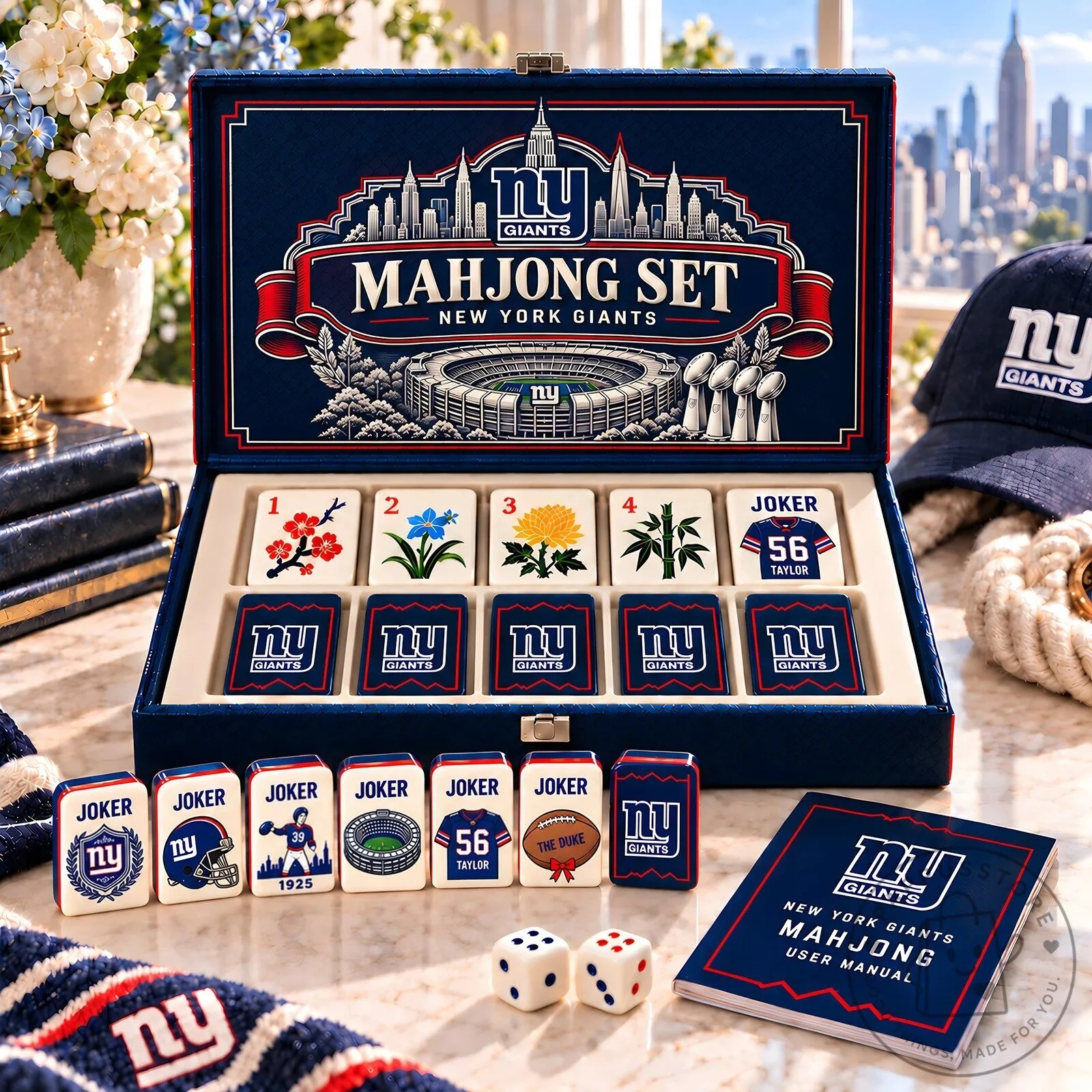 Mahjong Game Set featuring New York Giants Theme