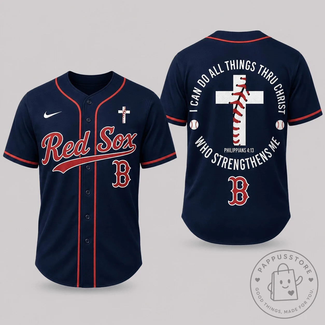 Philippians 4:13 Faith Jersey for Boston Red Sox Baseball Fans