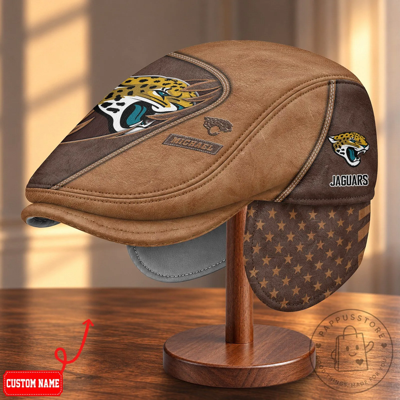 Jacksonville Jaguars NFL Flat Cap Hat with Foldable Ear Flaps