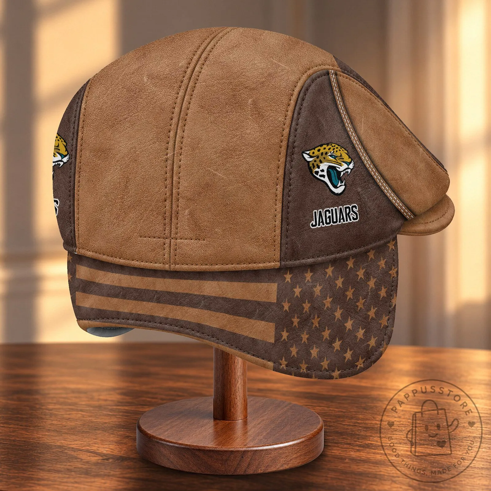 Jacksonville Jaguars NFL Flat Cap Hat with Foldable Ear Flaps 12 Jacksonville Jaguars NFL Flat Cap Hat with Foldable Ear Flaps