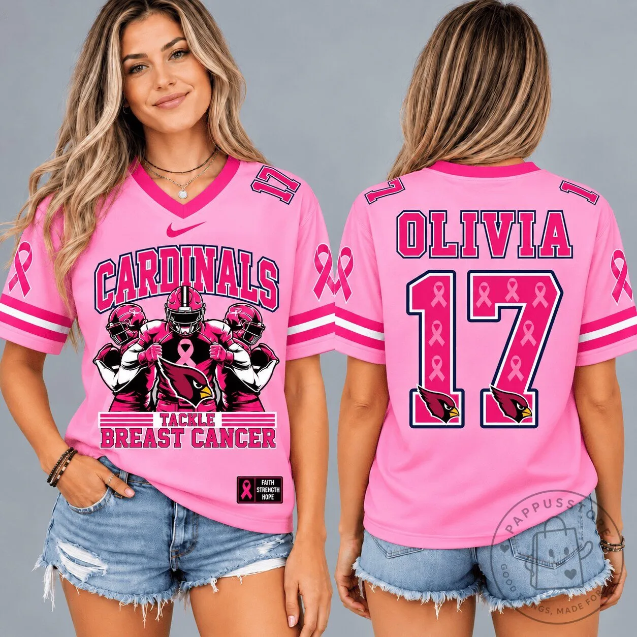 Arizona Cardinals Pink Ribbon Breast Cancer Awareness Football Jersey