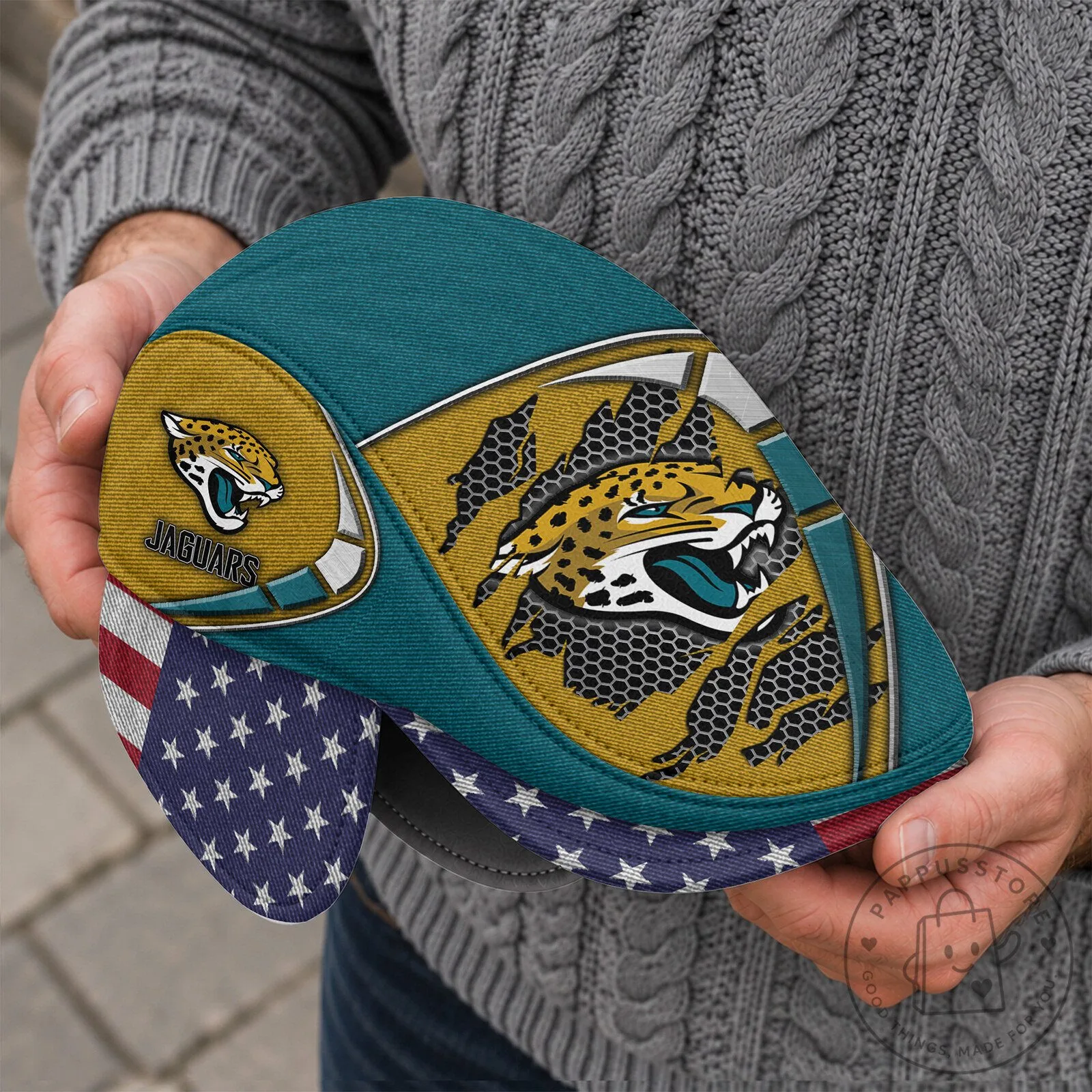 Jacksonville Jaguars NFL Flat Cap with Foldable Ear Flaps 10 Jacksonville Jaguars NFL Flat Cap with Foldable Ear Flaps