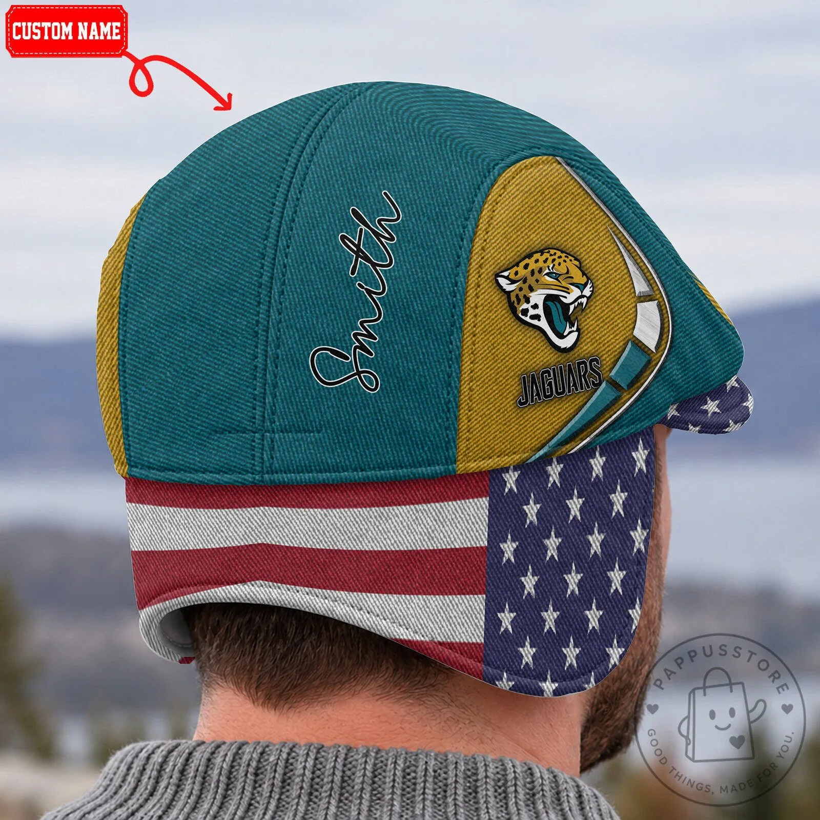 Jacksonville Jaguars NFL Flat Cap with Foldable Ear Flaps 12 Jacksonville Jaguars NFL Flat Cap with Foldable Ear Flaps