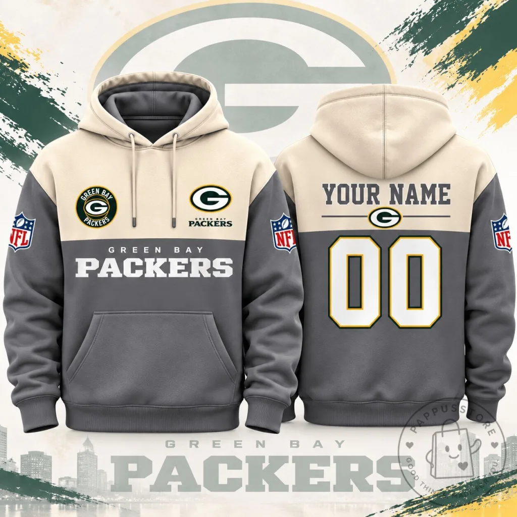 Green Bay Packers Personalized NFL Custom Varsity Colorblock Pullover Hoodie Green Bay Packers Personalized NFL Custom Varsity Colorblock Pullover Hoodie