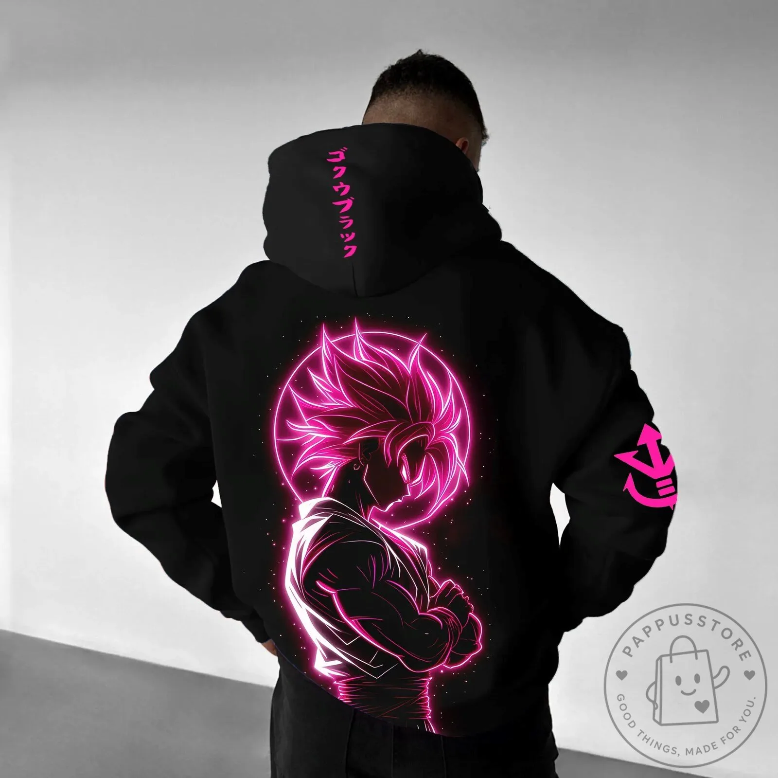 Dragon Ball Super Goku Black Rose Neon Glow Anime Hoodie