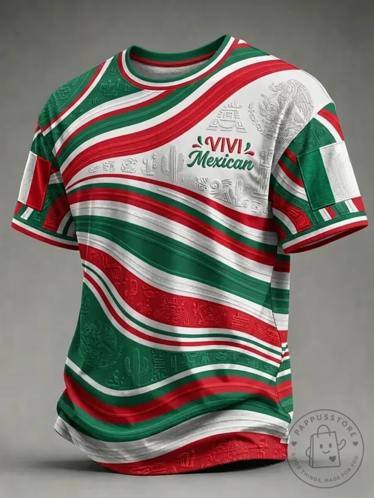 Mexican Independence Day Vivi Mexican Flag Short Sleeve T-Shirt