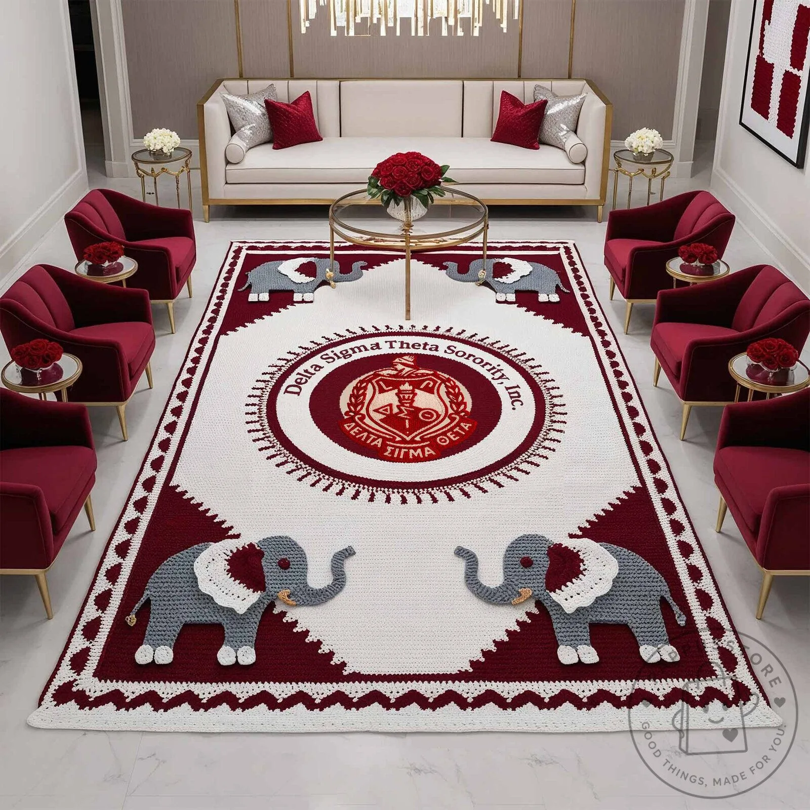 Delta Sigma Theta Sorority Elephant Pattern Decorative Area Rug 5 Delta Sigma Theta Sorority Elephant Pattern Decorative Area Rug