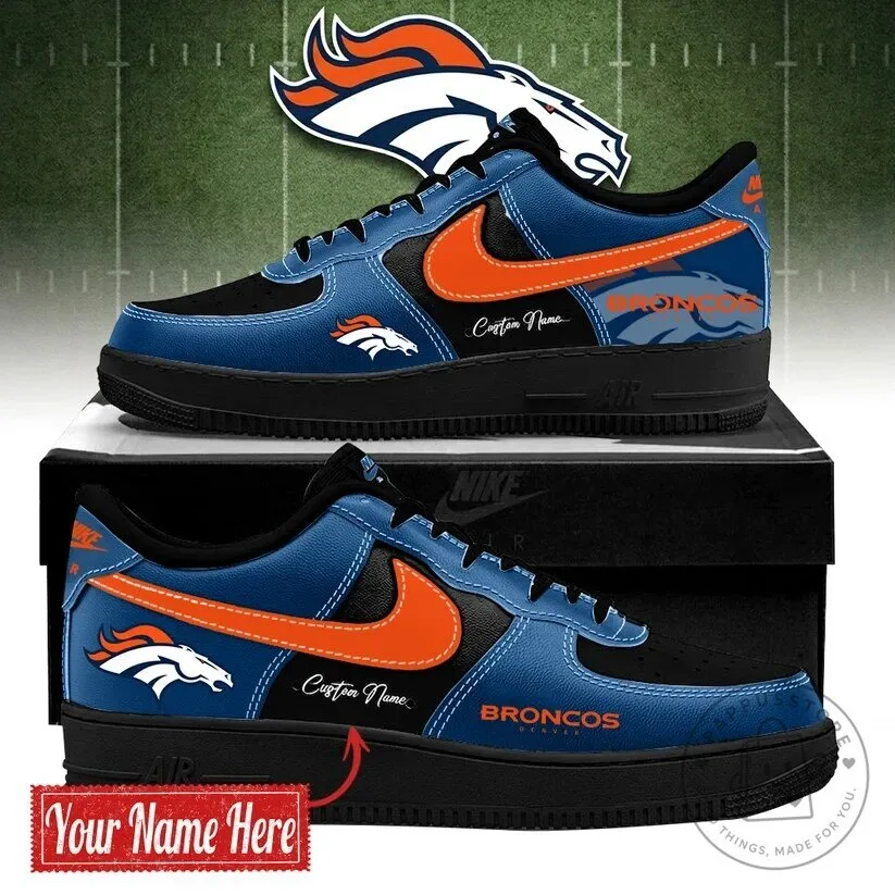 Denver Broncos Custom Name Air Force 1 Sneakers