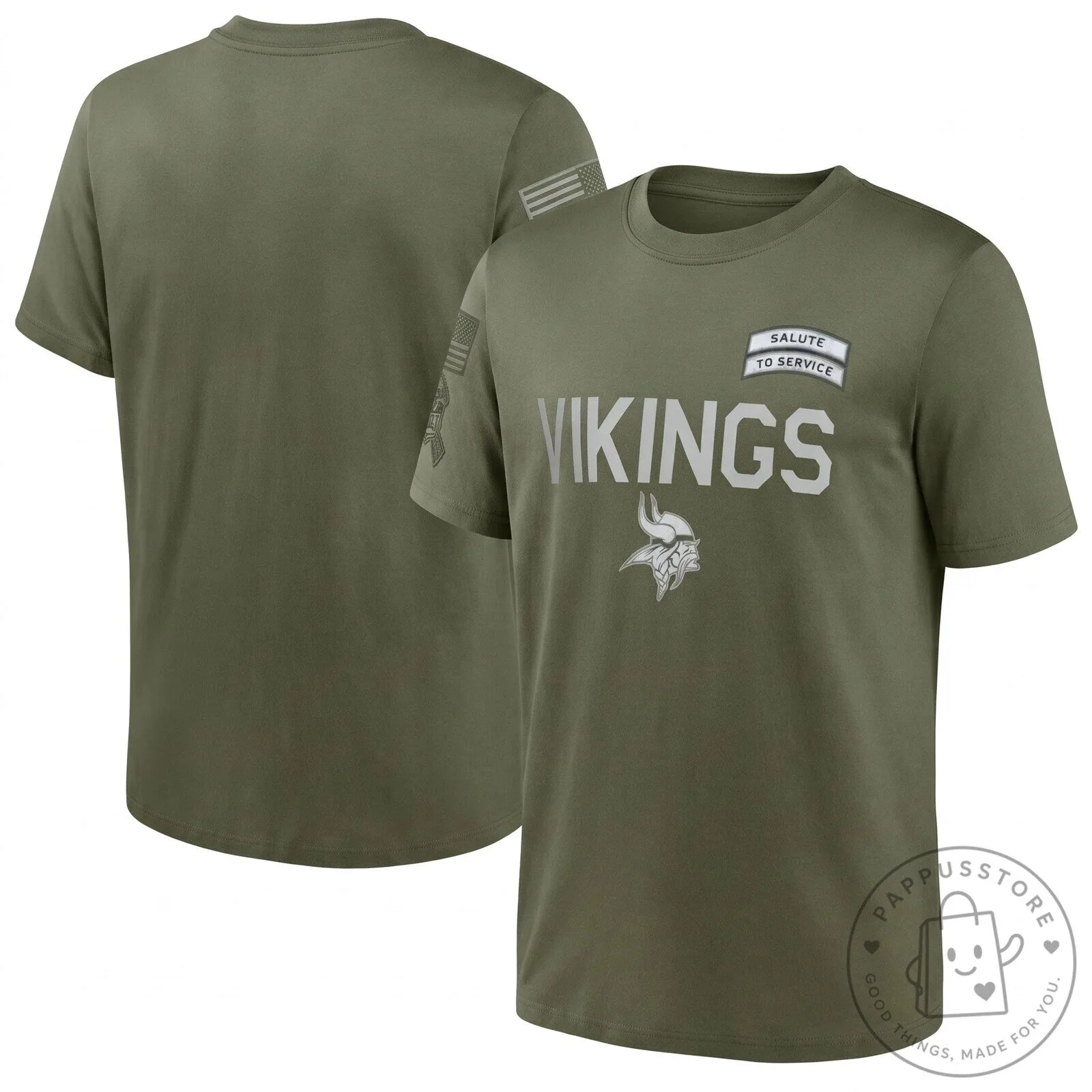 Minnesota Vikings Salute To Service 2026 Edition Military Green T-Shirt