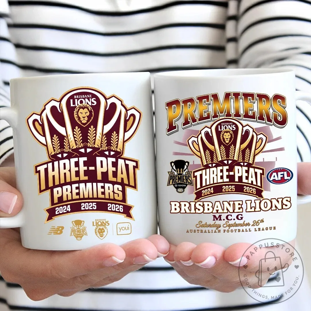 Brisbane Lions Three-Peat Premiers 2024 2025 2026 Australian Football League Mug