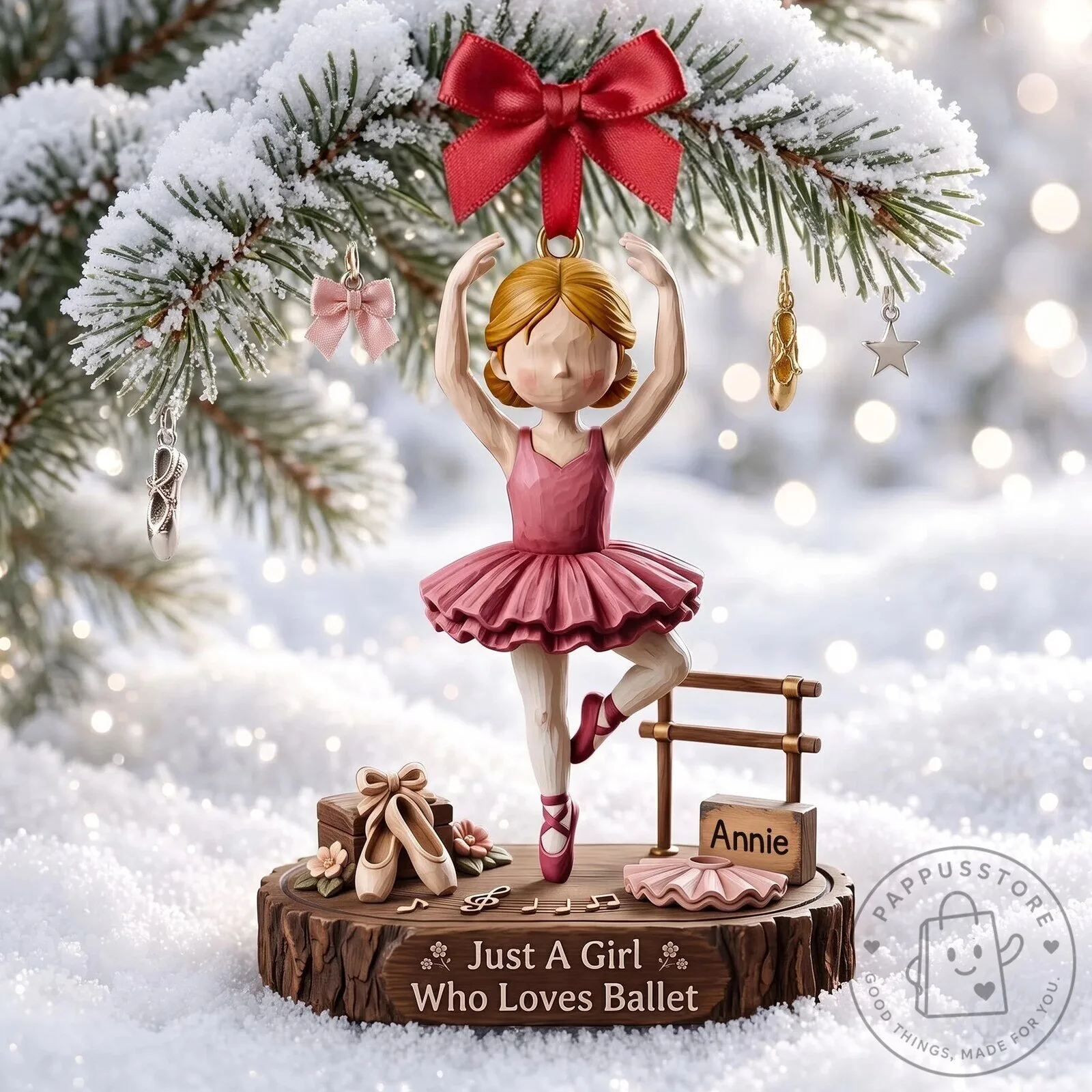 Personalized Ballerina Girl Christmas Tree Ornament, Just A Girl Who Loves Ballet