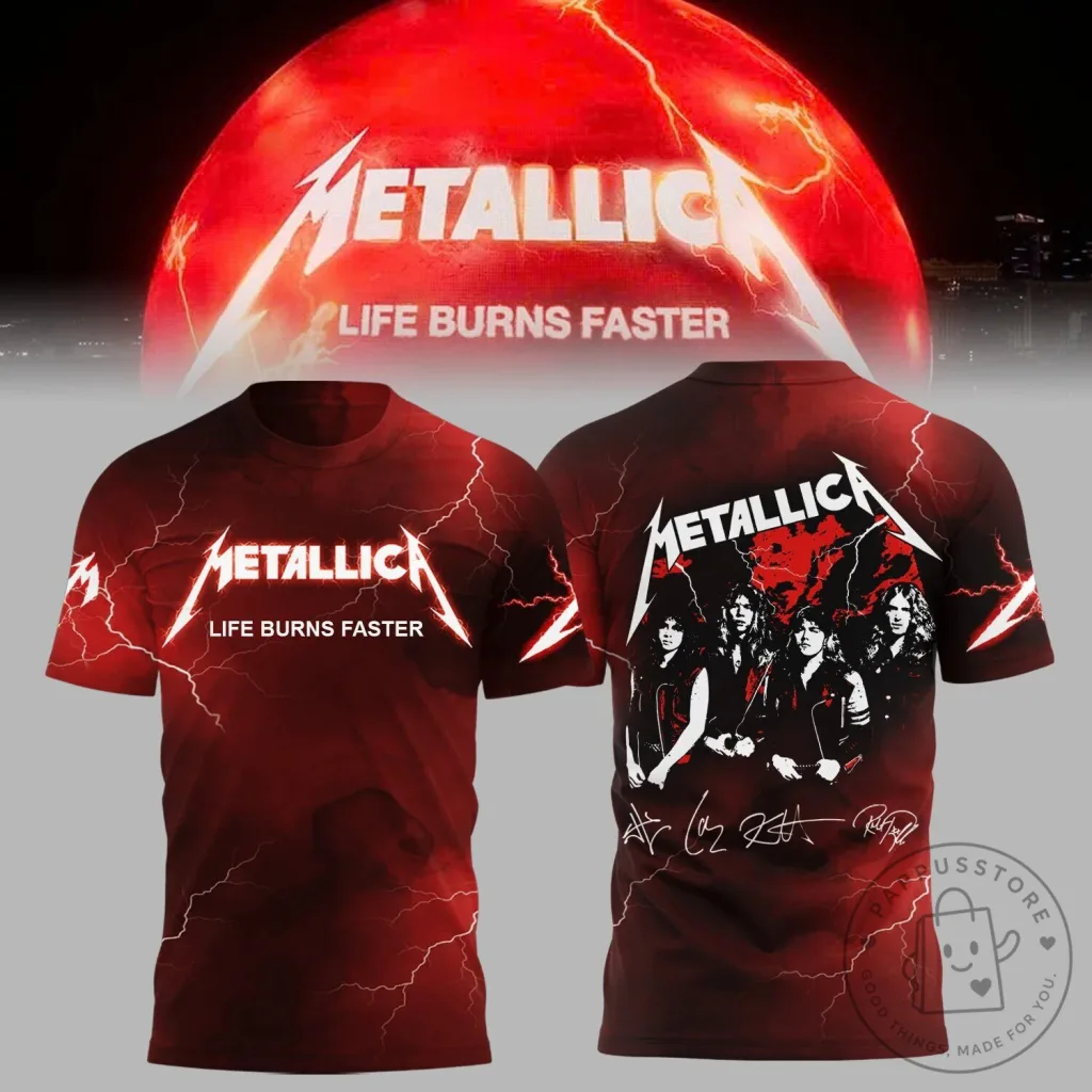 Metallica Life Burns Faster Sphere Las Vegas Concert Black T-Shirt Metallica Life Burns Faster Sphere Las Vegas Concert Black T-Shirt