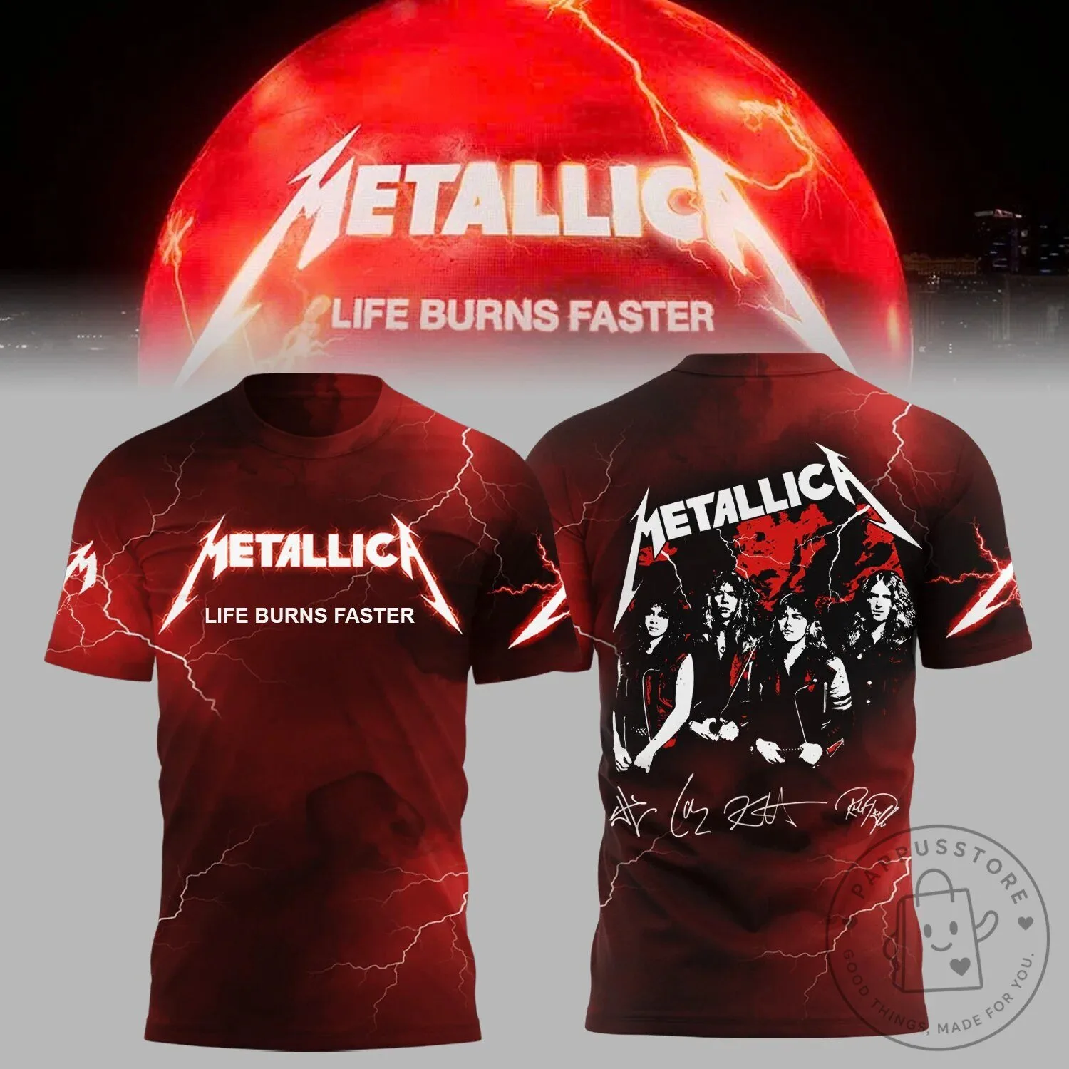 Metallica Life Burns Faster Sphere Las Vegas Concert Black T-Shirt