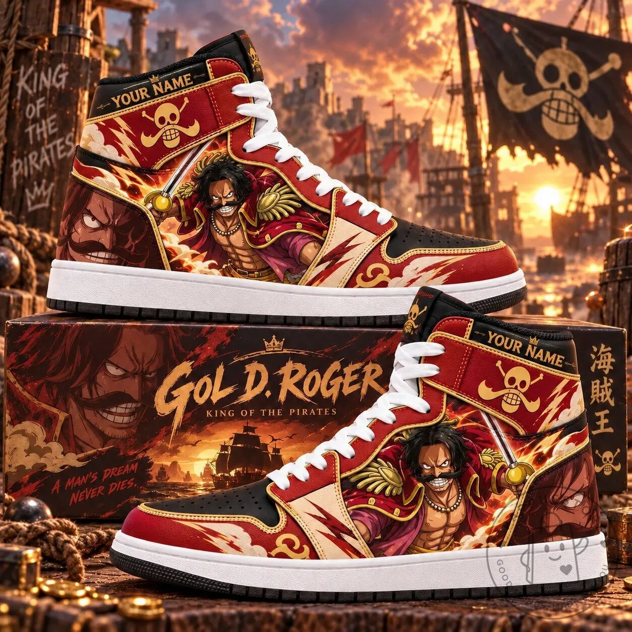 Gol D. Roger King of the Pirates One Piece Anime High-Top Sneakers