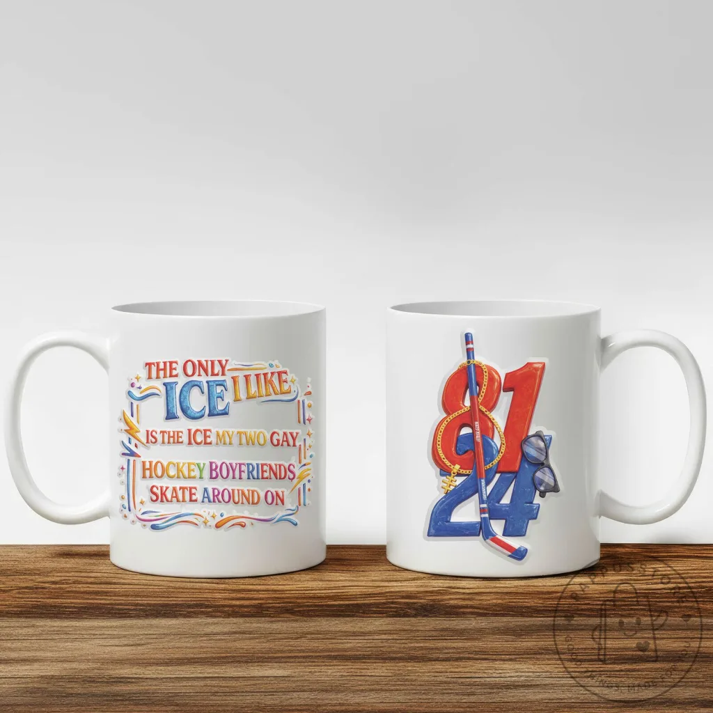 Funny Gay Hockey Boyfriends Ice Skate Around On Mug