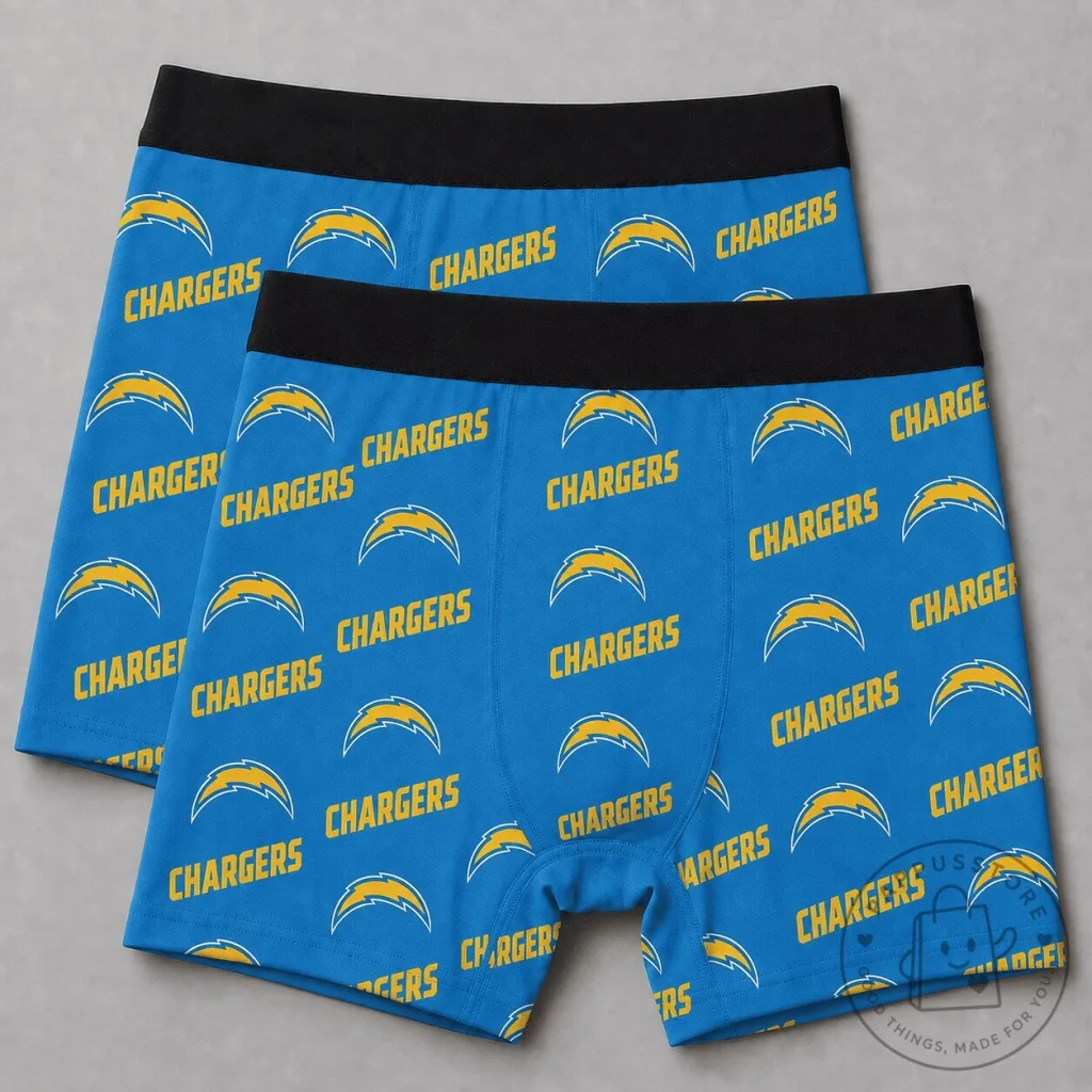 Los Angeles Chargers NFL Football Team Logo Men's Boxer Briefs Underwear Los Angeles Chargers NFL Football Team Logo Men's Boxer Briefs Underwear