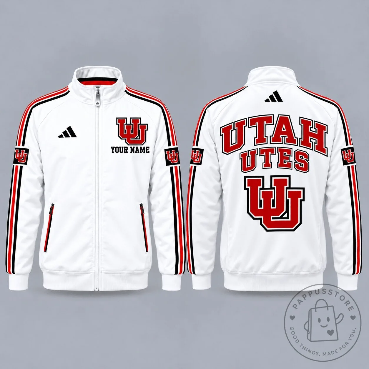Utah Utes NCAA Personalized Full-Zip Casual Jacket