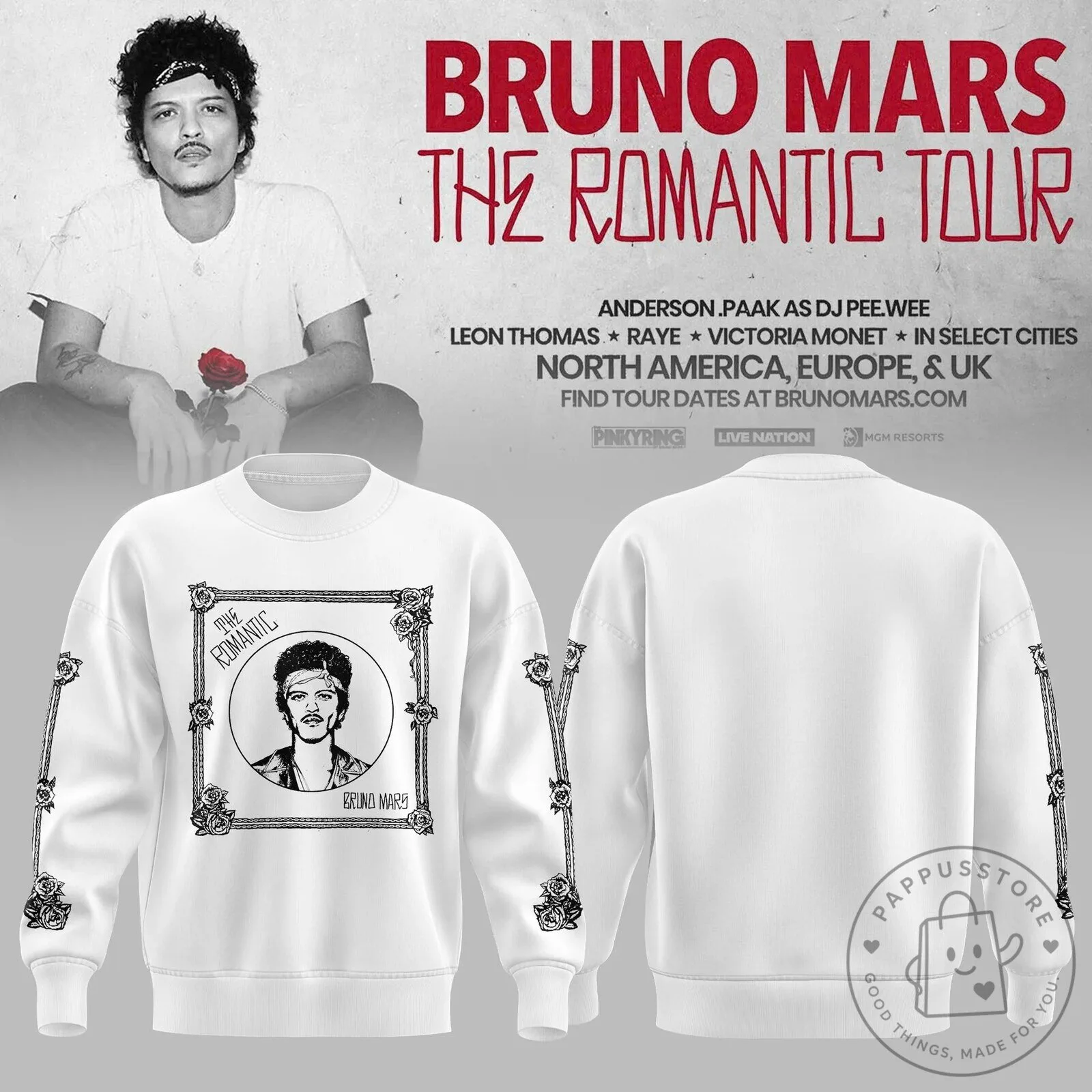 Bruno Mars The Romantic Tour Music Concert Sweatshirt