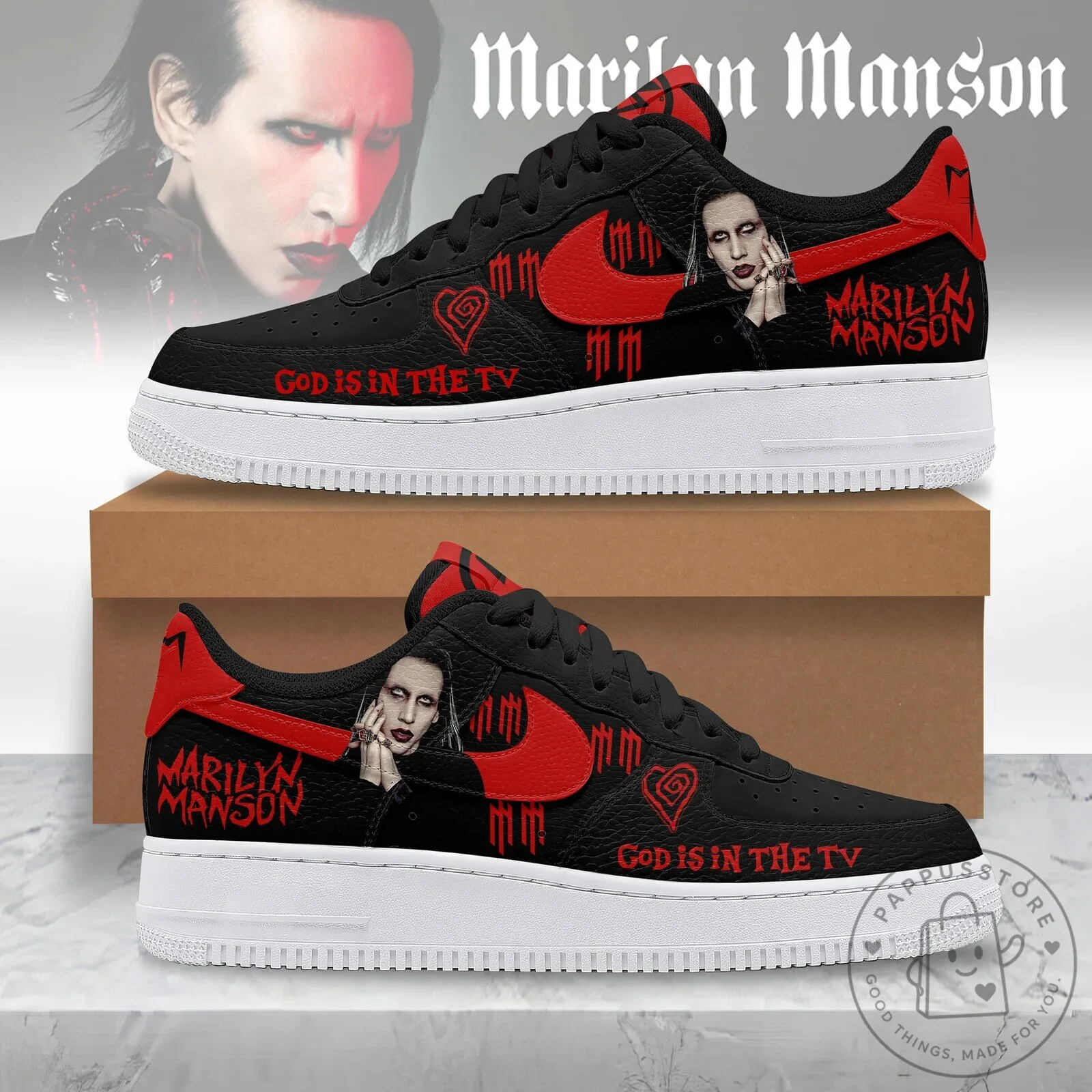 Marilyn Manson God Is In The TV Custom Printed Shoes